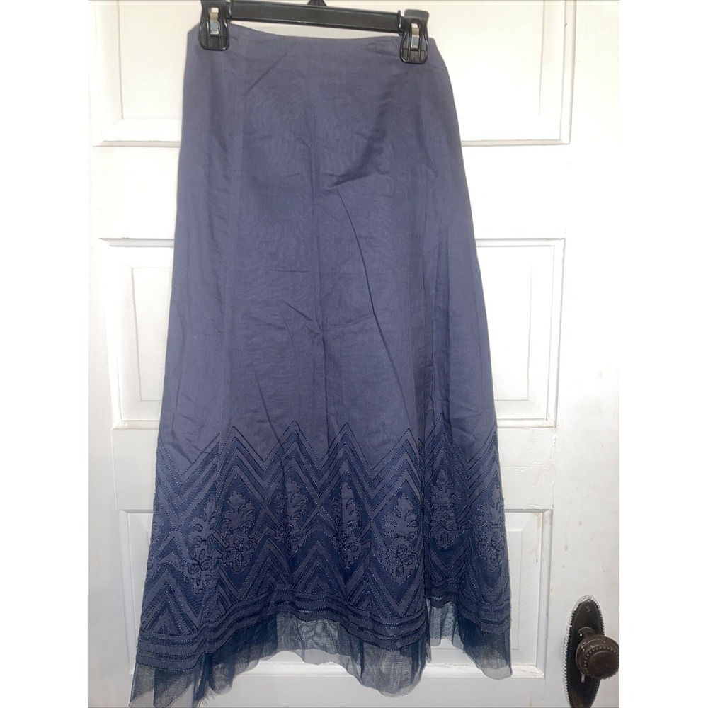 Nine West‎ Size 10 100% Cotton Skirt Grey-blue